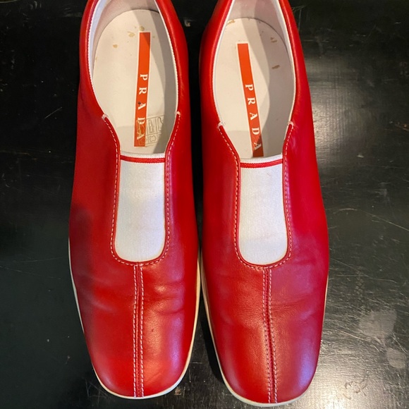 PRADA NWT DRIVING SHOE VINTAGE RED LEATHER Size-7.5 - Picture 10 of 10